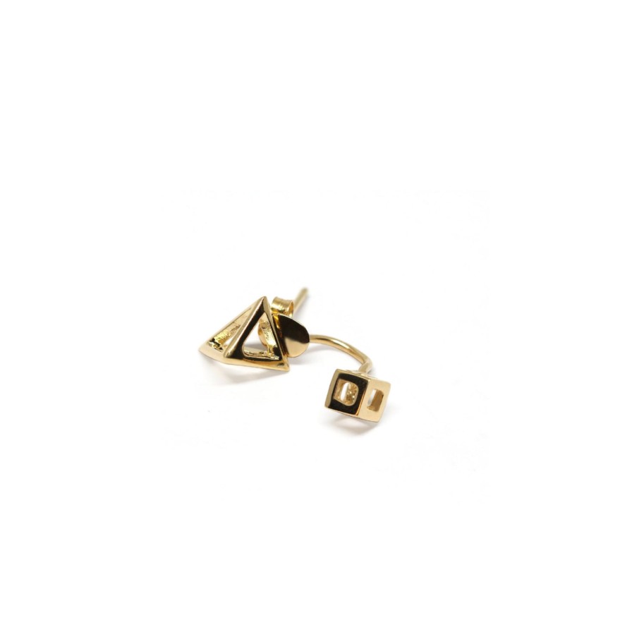 Orecchini CoRo Jewels | Orecchino Singolo Prismatic Cube Argento Placcato Oro