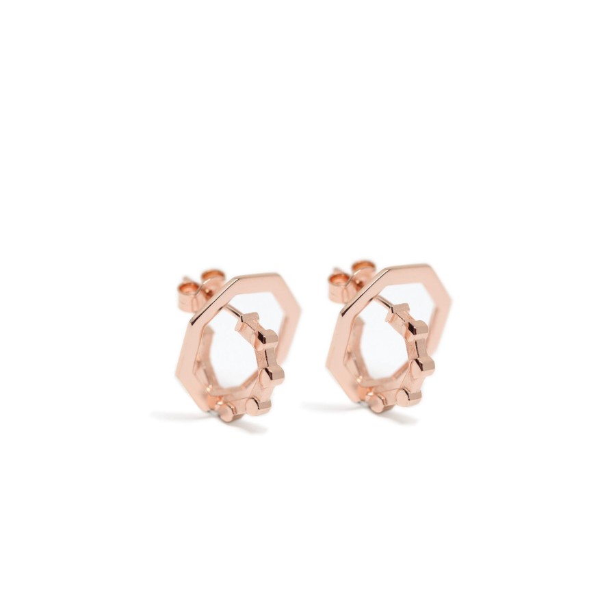 Orecchini CoRo Jewels | Orecchini Doppio Ottagono Argento Placcato Oro Rosa