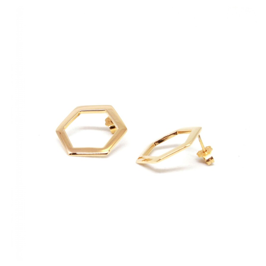 Orecchini CoRo Jewels | Orecchini Hexagons Bronzo Placcato Oro