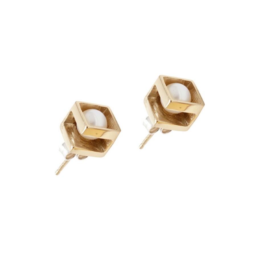 Orecchini CoRo Jewels | Orecchini Nara Earrings Bronzo Placcato Oro E Perle