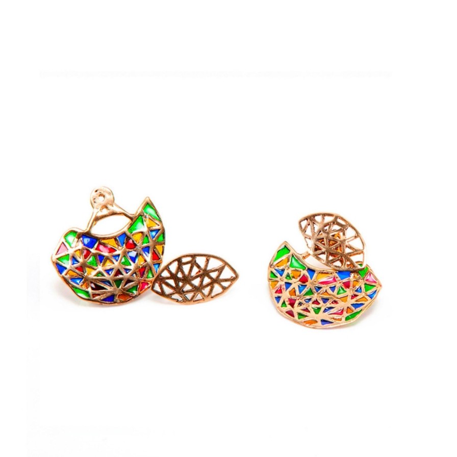 Orecchini CoRo Jewels | Ear Jackets Peggy Argento Placcato Oro E Smalti