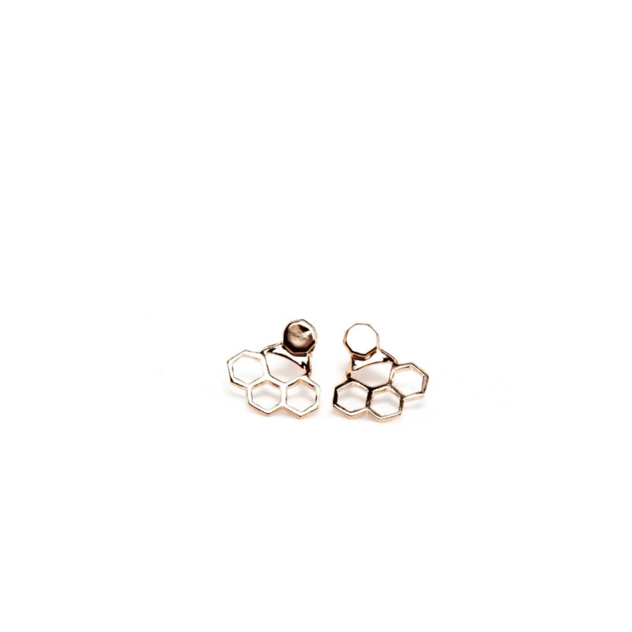 Orecchini CoRo Jewels | Ear Jackets Esagonini Bronzo Placcato Oro