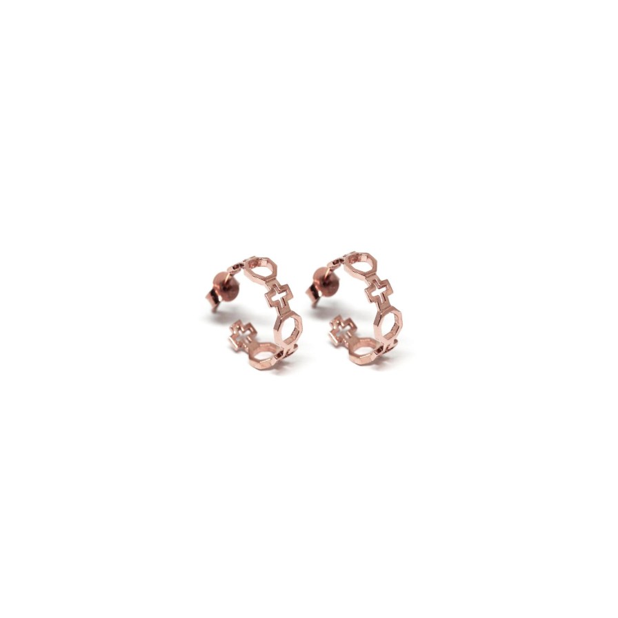 Orecchini CoRo Jewels | Cerchietti Contemporary In Argento Placcato Oro Rosa