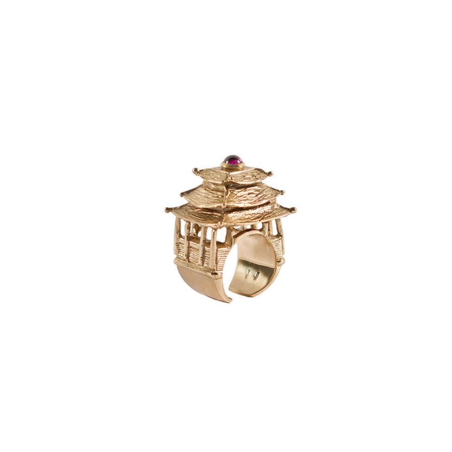 Anelli CoRo Jewels | Anello Pagoda Bronzo Placcato Oro