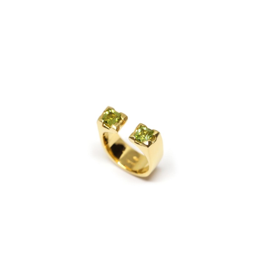 Anelli CoRo Jewels | Anellino Gothic Towers Argento Placcato Oro E Peridoti